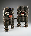 Male and female kike figure pair, Mambila artist, Raffia palm pith, pigment, Mambila peoples, Mbamnga group