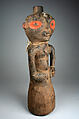Trumpet: Figurative, Wood, feathers, camwood powder, fiber, pigment, Mambila peoples, Kaka group