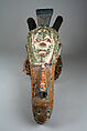 Headdress: Horned Animal Head and Mask, Wood, polychrome pigment, cane, beads, cloth, Edo peoples, Urhobo group