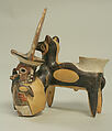 Herder with llama, Recuay artist(s), Ceramic, slip, Recuay