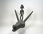 Headdress: Antelope Head with Figure, Wood, aluminum, Bamana peoples
