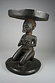 Prestige Stool: Mother and Child Caryatid, Wood, brass rings, pigment, copper wire (?), Chokwe peoples