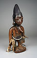 Twin Figure (Ibeji), Wood, cowrie shells, cord, beads, bronze bells, Yoruba peoples