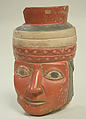 Face from Bottle, Ceramic, pigment, Wari