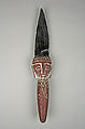 Knife (Gudom or Katjo [?]), Obsidian, wood, parinarium nut resing, paint, Admiralty Islands