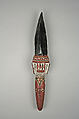 Knife (Gudom or Katjo [?]), Obsidian, wood, parinarium nut resing, paint, Admiralty Islands