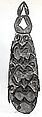 Shield, Wood, paint, sago palm leaves, Asmat people