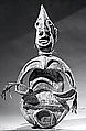 Finial from a Shield, Wood, paint, sago palm leaves, fiber, Asmat people