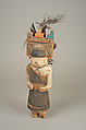 Kachina Doll, Wood, paint, feathers, corn, Hopi