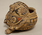 Painted Vessel in the Form of a Seated Woman, Ceramic, slip, pigment, Casas Grandes