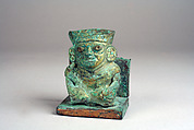 Seated Figure, Gilded copper, stone, Moche