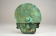 Mask, Silvered copper, shell, stone, Moche