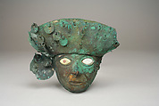 Mask, Gilded copper, shell, stone, Moche