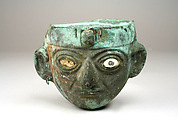 Mask, Silvered copper, shell, stone, Moche