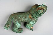 Fox Ornament, Gilded copper, stone, Moche
