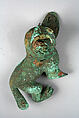 Fox Ornament, Gilded copper, stone, Moche