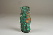 Staff Head, Gilded copper, stone, Moche