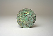 Earflare Frontal, Gilded copper, stone, Moche