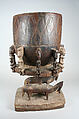 Ogo banya (initiation vessel) with equestrian figure, Dogon blacksmith, Wood, metal staples, Dogon peoples