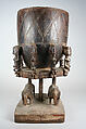 Ogo banya (initiation vessel) with equestrian figure, Dogon blacksmith, Wood, metal staples, Dogon peoples