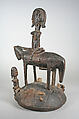 Ogo banya (initiation vessel) with equestrian figure, Dogon blacksmith, Wood, metal staples, Dogon peoples