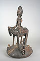 Ogo banya (initiation vessel) with equestrian figure, Dogon blacksmith, Wood, metal staples, Dogon peoples