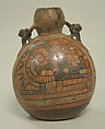 Bottle, Monkey Handles, Ceramic, pigment, Wari