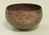 Stone Bowl with Inlays, Stone, mother-of-pearl, turquoise, Moche