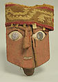 Funerary Mask, Wood, paint, gold, cloth, shell, Ica