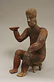 Female Figure Seated on Stool, Ceramic, pigment, Colima