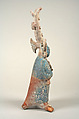 Figure with conical headdress and shield, Maya artist(s), Ceramic, pigment, Maya