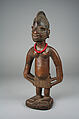 Twin Figure: Male (Ibeji), Workshop of Onipasinobe (Nigerian, Yoruba, Egbado or Ibarapa or Egba group), Wood, beads, camwood powder