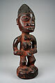 Twin Figure (Ibeji), Yoruba artist, Wood, camwood powder, pigment, Yoruba peoples