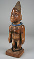 Twin Figure: Female (Ibeji), Wood, beads, camwood powder, Yoruba peoples, Egbado group
