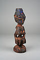 Twin Figure: Female (Ibeji), Yoruba artist, Wood, camwood powder, pigment, Yoruba peoples