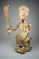 Figure: Seated Male With Sword, Wood, kaolin, Asante