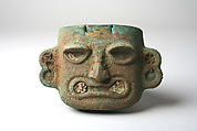 Face Mask Ornament, Gilded copper, shell, Moche