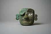 Face Mask Ornament, Gilded copper, shell, Moche