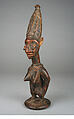 Twin Figure: Female (Ibeji), Agbonbiofe , possibly, Wood, nails, blueing, Yoruba peoples, Ekiti group
