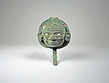 Face Mask Ornament, Gilded copper, shell, Moche
