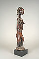 Female Figure, Wood, pigment, plant fiber, glass beads, Baule peoples
