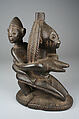 Vessel Support: Kneeling Mother with Child Figure, Yoruba artist, Wood, Yoruba peoples