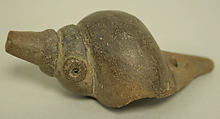 Ceramic Whistle in the Form of a Shell, Ceramic, Ecuador