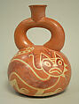 Stirrup Spout Bottle with Felines, Ceramic, pigment, Salinar (?)