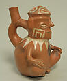 Stirrup Spout Bottle with Seated Figure, Ceramic, Salinar (?)