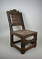 Chair with Openwork Back, Wood, hide, brass tacks, brass plaques, Anyi, Ano group or Baule (?)