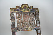 Chair with Openwork Back, Wood, hide, brass tacks, brass plaques, Anyi, Ano group or Baule (?)