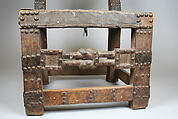 Chair with Openwork Back, Wood, hide, brass tacks, brass plaques, Anyi, Ano group or Baule (?)