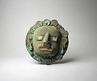 Face Mask Ornament, Copper, gilded copper, silvered copper, Moche