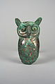 Owl, Silvered copper,  shell, pyrite, Moche